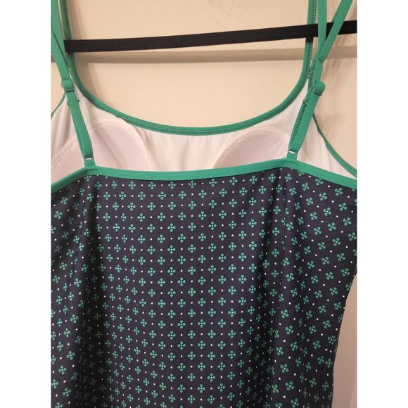 Pre Owned Women Nautica 2 PC Swimsuit Size 12/14 Green and Navy Padded Floral - Picture 5 of 9